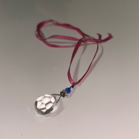 FREE (with buy) Ribbon Necklace with Crystal Pendant - Picture 3 of 3